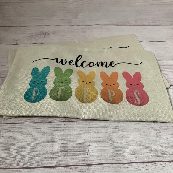 Easter Bunny Peeps Pillowcase Set of 2 Pillow Covers Rabbit Peeps Welcome 20x12 - Picture 14 of 14